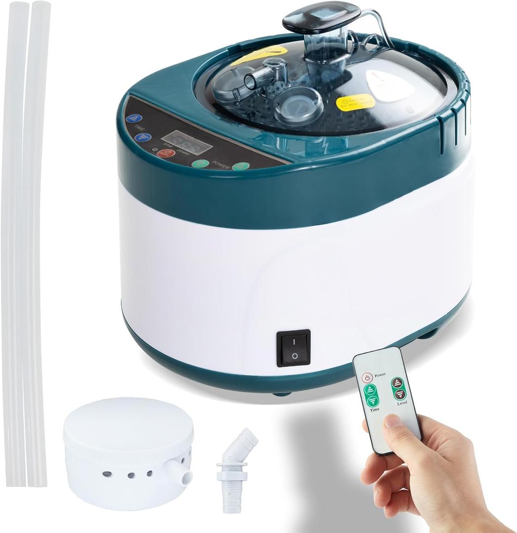 Sauna Steamer Machine, 4 Liters Large Capacity Portable Sauna Steamer, Steam Generator for Sauna, Home Sauna Steamer Pot with Time Display Remote Control Herb Box (Dark green)