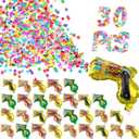 Hungdao 30 Pcs Fireworks Guns Handheld Confetti Poppers Happy New Year Wedding Birthday Graduation Baby Shower Anniversary Multicolor Inflatable Fireworks Gun Confetti Shooter for Party Supplies