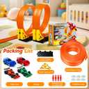 Flexible Race Track Toys for Kids: 15 Ft Rolls Up DIY Racetrack with 4 Cars & 10 Suction Cups - Compatible with Hot Wheels and Diecast 1/64th Cars - Birthday Gifts for Age 3-8 Years Old Boys Girls (Orange)