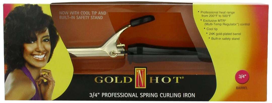 Gold 'N Hot Professional Spring-Grip Curling Iron, 3/4 Inch