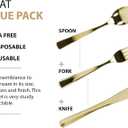 Gold Plastic Silverware Set, 160 Count, Extra Heavy Duty Flatware, Disposable Cutlery Utensils, 80 Forks, 40 Spoons, 40 Knives, Polished Gold, Bulk Pack