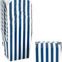 Bio Tek 2.8 x 2.2 x 2.5 Inch Food Containers, 50 Noodle Takeaway Boxes - Disposable, Striped, Blue And White Paper 8 Ounce Take Out Boxes, Rectangle, For Hot And Cold Foods - Restaurantware