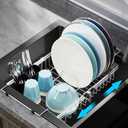 GSlife Expandable in Sink Dish Drying Rack - Capacity Adjustable Stainless Steel Over The Sink Dish Drainer with Lock Knob and Utensil Holder for Kitchen Sink, 10.8"~17.9" L x 12.7" W, Silver