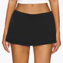 AnotherChill Women's Low Waist Micro Mini Skorts Skirt with Built-in Shorts Sexy Stretch Black Skirts Basic Summer Outfits XXL