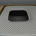 IRIS USA Cat Litter Box Top-Entry Square Top Entry Litter Box with Scoop, Enclosed Litterbox with Odor Control, Dog Proof Covered Litter Box Design, Easy to Clean, White/Gray