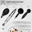 TRANI Kitchen 33- Piece Silicone Cooking Utensil Set with Holder -Compact, Heat Resistant to 446F, Non-Stick & Durable with Natural Wooden Handles, Black Spatula Set - ideal for Upgrade & Replacement