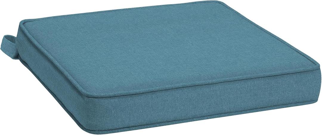 Arden 19 x 19 Luxury Foam Outdoor Double Welted Dining Seat Cushion, Made with PROFOAM, Performance Fabric, Rain-Proof, Fade Resistant, Denim Blue Woven Solid, 19"l X 19"w X 3.5"h