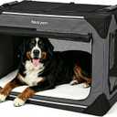 Collapsible Soft Dog Crate 42 Inch, Portable Travel Pet Crate for Extra Large Dogs with 4-Door Mesh, XL Dog Kennel Indoor & Outdoor, Dark Grey