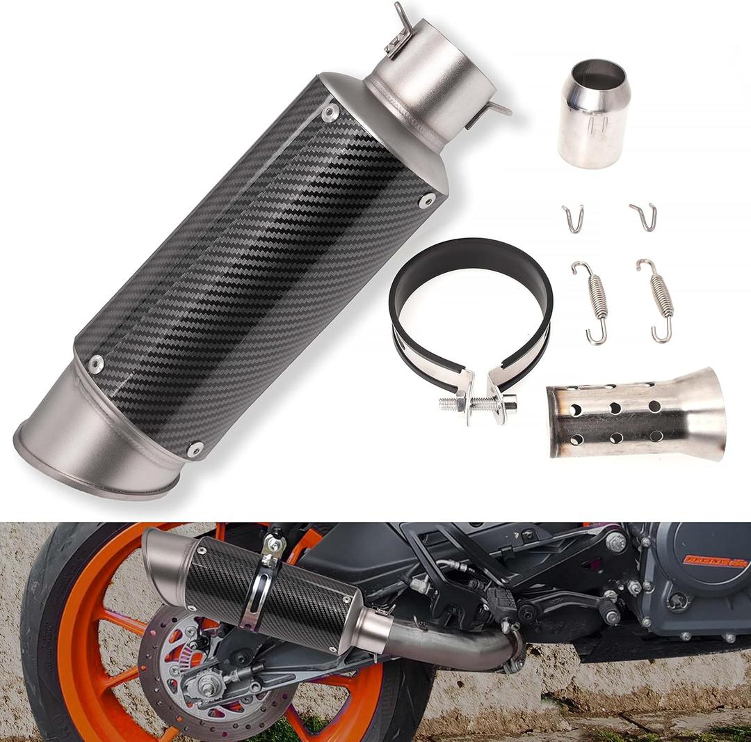 Universal Slip on Modified Exhaust Mufflers with Silencers Compatible with Motorcycle Grom ATV Dirt Bike Street Bike Scooter Pipe Diameter 38mm-51mm Exhaust,Carbon Fiber Silver