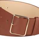 Allegra K PU Leather Belts for Women Metal Pin Buckle 2 Inches Wide Belt for Dress Pants