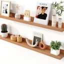 Axeman Cherry Picture Ledge Shelf, 36 Inch Floating Shelves Set of 2, Solid Wood Wall Shelves with Lip, Wall Decor Storage for Bedroom Living Room Bathroom Kitchen Nursery Photo, Natural Cherry