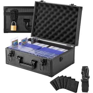 LOCKCURX Trading Card Storage Box for 3"x4" 35pt Rigid Cards, Holds 600+ Toploaders, Sports Card Case with 6 Foam Dividers, Toploader Storage Box, Sports Card Storage with Key Lock