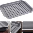 Shappy 2 Pieces Microwave Bacon Tray Microwave Bacon Cooker Grill Rack Piratical Baking Oven Tray for Frozen Snacks, Frozen Pizza Cooking Supplies, Heat Resistant up to 120c, Grey, 10.6 x 8.66 Inch