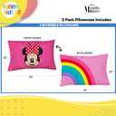 Sunny Side Up Disney Minnie Mouse 2 Pack Reversible Pillowcases - Double Sided Pillow Covers, Kids Super Soft Pink Bedding, Standard