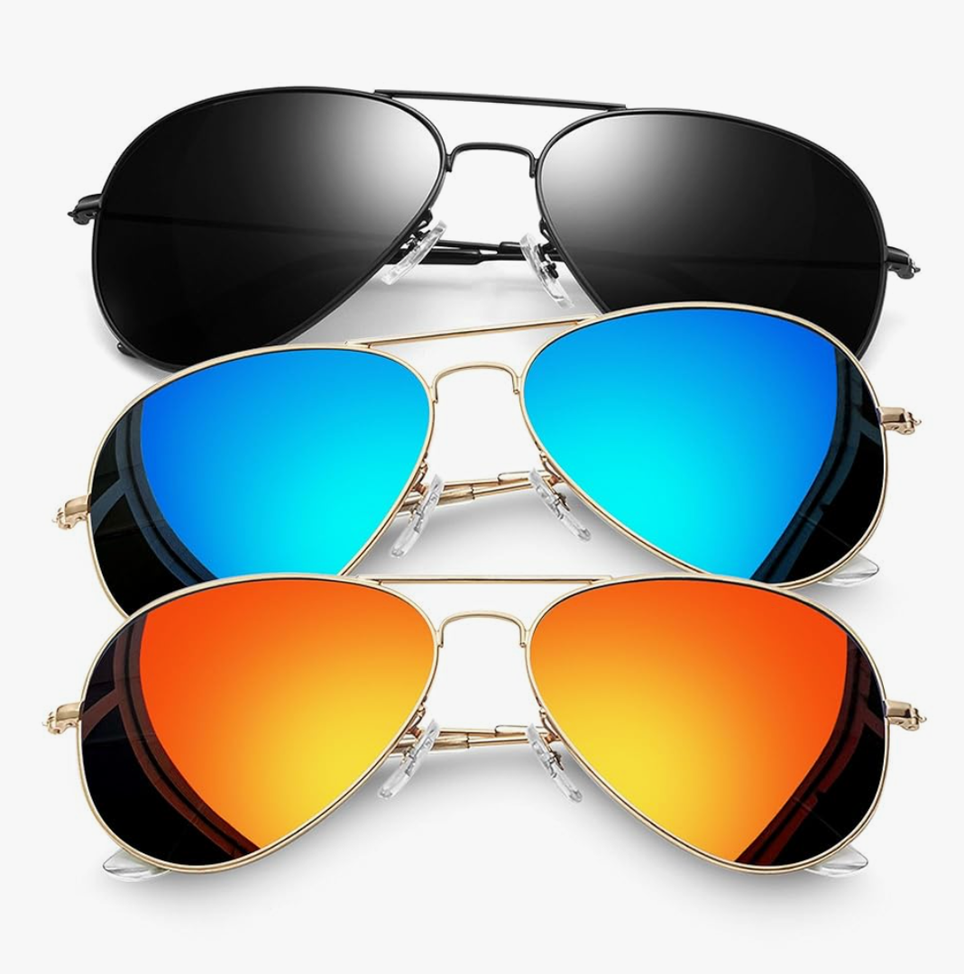 Polarized Metal Aviation Sunglasses Men, Classic Military Sun Glasses Women, Rectangle Shades UV400 Protection Costume