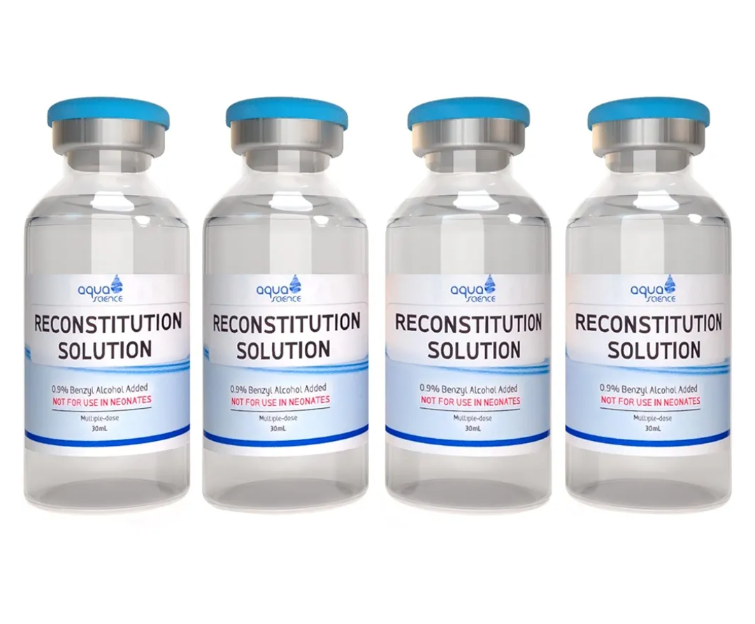 Aqua Science Reconstitution Solution Pack of 4 (50 packs) - 30ml - Ultra Clean Solution in Premium Glass Vials,Made in USA recon-4pack-30ml