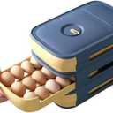 Rolling egg holder, Egg organizer for refrigerator, Stackable kitchen egg storage, Plastic organizer, Fridge container (BLUE)