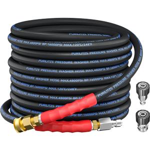 3/8'' Pressure Washer Hose 50FT 4800PSI, Kink Resistant Power Washer Hose Steel Wire Braided with Swivel Quick Connect & 2PCS M22 Adapter, Non Marking Commercial Grade Pressure Water Hose