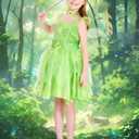Girls Fairy Costume, Princess Dress Wings Tutu Sequin Suit for Kids Halloween Party Fancy Dress Up Dresses 3-10Y (4-6Y, Green)