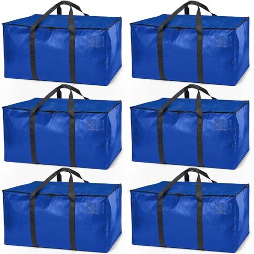 ClearSpace Heavy Duty Moving Bags or Storage Bag – Large Moving Boxes with Backpack Straps, Zippers & Handles – Perfect for Moving, College Dorm, Traveling, Camping, Christmas Decorations, 6 Pack