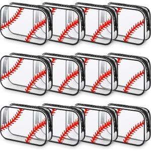 Abbylike 11 Pcs 7 x 4.7 x 2.4'' Cosmetic Bag Gifts Accessories for Makeup Bags PVC Cheer Case Clear Toiletry Zipper Pouch for Women Christmas Xmas (Baseball Theme)