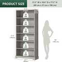 TVU 6 Tiers Wooden Bookshelf, 77.2" Tall Farmhouse Style Open Bookcase, 31.5" Wide Standing Book Shelf with Storage for Study Room, Living Room, Gray, 10.6" D x 31.5" W x 77.2" H