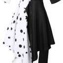 Drofe Cruella Devil Costume Women Dress with Gloves Cosplay Outfit for Halloween (M)