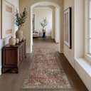 2x5 Runner Rug Machine Washable Boho Rug Runners for Hallway,Ultra-Thin Low Pile Rug,Lightweight Indoor Carpet,Non Slip Floral Runners for Enrtyway, Corridor, Home Office, Kitchen,Burgundy Red (2' x 5' (Rectangular))