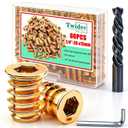 Twidec/80PCS 1/4"-20 Threaded Inserts for Wood Furniture Screw-in Nut Wood Inserts Bolt Assortment Kit with M6 Hex Wrench (1/4"-20 x15mm) N-059