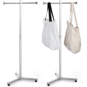 Blulu 2 Pcs Heavy Duty Adjustable Shopping Bag Rack Metal Rack for Retail Store Chrome Handbag Display Stand for Trade Show Boutique Small Business, 45 Inch (Silver)