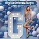 Marquee Letters Silver Birthday Decorations: Large 4 Feet Tall Light Up Letters for Party Decor Baby Shower Big Foam Cardboard Letter G (Sliver)