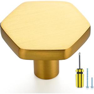 Ravinte 30 Pack Brushed Brass Solid Kitchen Cabinet Knobs Zinc Alloy Door Knobs Cabinet Hardware Gold Dresser Handles Drawer Knobs Brushed Brass Drawer Pulls with Screwdriver