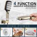 Shower Faucet Set Rainfall Shower System Push Button Diverter Shower Faucet with 4 in 1 Handheld, Ceiling Mount 12 Inch Shower Head and 6 Inch Wall Mount Shower Head (Brushed Gold)