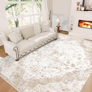 6x9 Area Rugs for Living Room: Washable Vintage Rug Indoor Soft Non-Slip Distressed Carpet for Bedroom Dining Room Nursery Home Office (Vintage Beige, 6'x9')