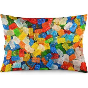 Gummy Bear Funny Food Throw Pillow Covers Decorative Pillow Case Fun Decor Square Couch Cushion Cover for Home Decor Sofa Living Room Bed Car Sofa 20x30 Inch
