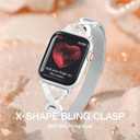 BRG Thin Mesh Loop Compatible with Apple Watch Bands for Women, Metal Magnetic Stainless Steel Strap with X-Shape Diamond Clasp for iWatch, Size: 41mm/40mm/38mm/42mm(series 11 10)