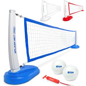 GoSports Splash Net PRO Pool Volleyball Net - Red, White, or Blue - Includes 2 Water Volleyballs and Pump