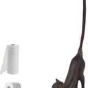 Cast Iron Cat Paper Towel Holder for Bathroom & Kitchen - Vintage Cast Iron Free Standing Paper Roll Holder, Medium