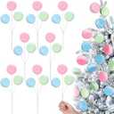 DoubleFill 10 Pcs Pastel Christmas Tree Picks Decoration 11.8'' Gitter Macaron Candy Picks for Christmas Tree Topper Branches Ornaments Vase Filler Xmas Home Decor New Year Gifts