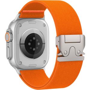Elastic Sport Band for Apple Watch Ultra 3/2/1 Bands Men Women, Adjustable Parachute Buckle Nylon Fabric Wristband for iWatch Orange, 38mm/40mm/41mm/(42mm-series 11 10)