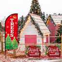 Christmas Tree Feather Flag 7 ft Christmas Swooper Flag Banner with Pole Set 5 Pcs Xmas Double-sided Yard Store Signs 16 x 12 Inch Waterproof Corrugated Plastic Reusable for Outdoor Business