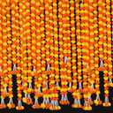 5 feet Marigold Garland |Indian/American Wedding Party Mantle Decoration, Faux Garlands Wedding Garland, Diwali Decoration, Spring Bush Floral! (Lemon Yellow & Dark Orange Mix, 5)