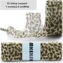 Snow Yarn Shoe Laces: Wide Leopard Flat Sneakers Shoelaces 2 Pair (55 inch(140CM), 03 Yellow Leopard 1 Inches(2.5 Cm)wide)