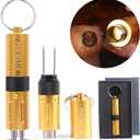  Punch Multitool 2-in-1, Hole Opener and Twin Needle in A Key Chain Ring with Gift Box (Gold)