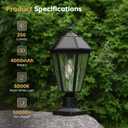 Solar Post Light Outdoor, Dusk to Dawn Vintage Post Lamp with Pier Mount Base, Wireless Black Waterproof Fence Pole Light with Art Glass for Garden Yard Patio Entryway