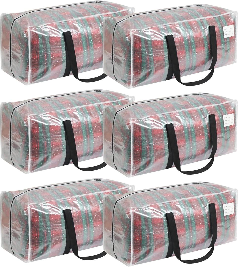 6 Pack Extra Heavy Duty Large Moving Bags with Comfortable Handle & Strong Zipper,Storage Totes for Space Saving Moving Storage College Supplies Alternative to Moving Box,Clear