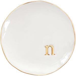 COLLECTIVE HOME - Ceramic Jewelry Tray, Decorative Trinket Dish for Rings Earrings Necklaces Bracelet Watch Keys, Birthday Mother's Day Christmas Gift for Women, 4.75", Glossy (n)