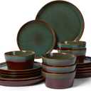Pokini Ceramic Plates and Bowls Sets for 6, 18pcs Dinnerware Sets, Dish Set