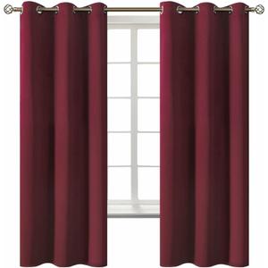 BGment Christmas Red Blackout Curtains for Bedroom - Grommet Thermal Insulated Room Darkening Curtains for Living Room, Set of 2 Curtain Panels (42 x 63 Inch, Burgundy)
