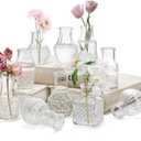 Tebery 20 Pack Glass Bud Vases, Clear Small Flower Vase for Centerpieces, Vintage Mini Glass Vase Set Bulk for Table Wedding Home Party Decoration